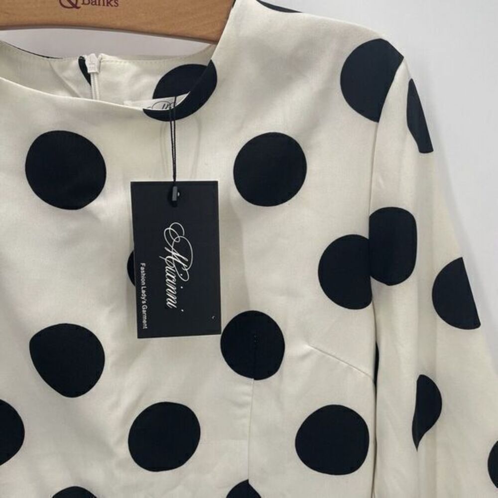 Mixinni Big Polka Dot Dress With 3/4 Bell Sleeve‎ Womans Suze XXL #9P - Picture 2 of 6